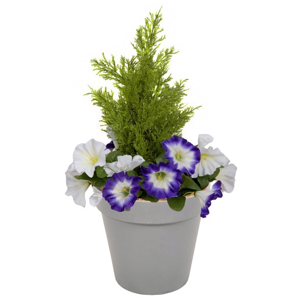 Artificial Purple & White Petunia Grey Patio Planter 60cm/24in