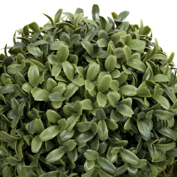 Artificial Topiary Double Ball Aglaia Boxwood in White Slanted Tin Window Box 35cm/14in - GB1057