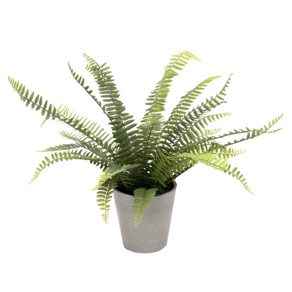 Artificial Boston Fern in Grey Melamine Pot 45cm/18in - GB1290