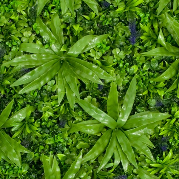 Artificial Premium Green Wall Hedge with Clover Leaf Foliage and Purple Flowers (1m x 1m) - GB1144