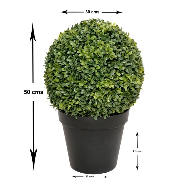 Artificial Boxwood Topiary Ball Potted Plant 50cm/20in (Set of 2) - GB1301