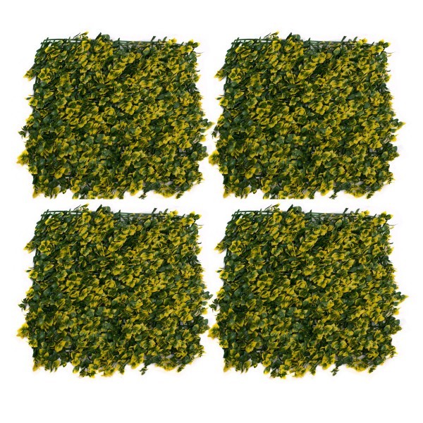 Artificial Green Wall Hedge with Yellow Leaf Foliage Pack of 4 x 50cm/20in - A1265