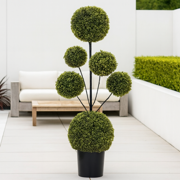 Artificial Six Sphere Boxwood Topiary Tree 4ft/120cm - GB1417