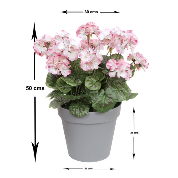 Artificial Pink Geranium Grey Patio Planter 50cm/20in