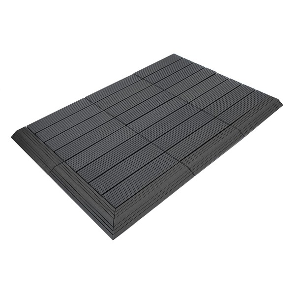 Dekco 1 Piece Black Composite Interlocking Left Edging Tile 37cm x 7cm - GB1281
