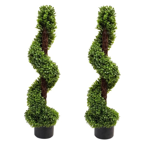 Artificial Spiral Boxwood Topiary Tree 90cm/3ft (Set of 2)