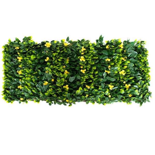 Artificial Expanding Green Wall Willow Trellis Fence with Green Foliage and Yellow Flowers (1m x 2m) - GB1261