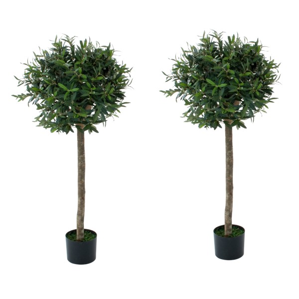 Artificial Olive Trees ( Set of 2) With Real Wood Trunk, Premium Quality Natural Appearance 4ft/120 cm - G1046