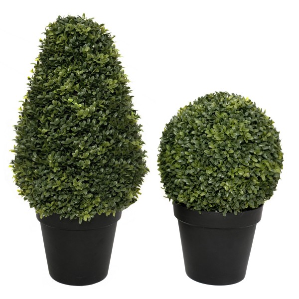 Artificial Boxwood Topiary Cone Shaped Potted Plant 70cm/28in (Set of 2) - GB1300