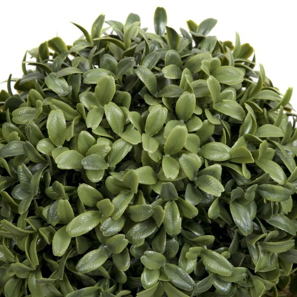 Artificial Topiary Double Ball Aglaia Boxwood in Rustic Slanted Tin Window Box 35cm/14in - A1029