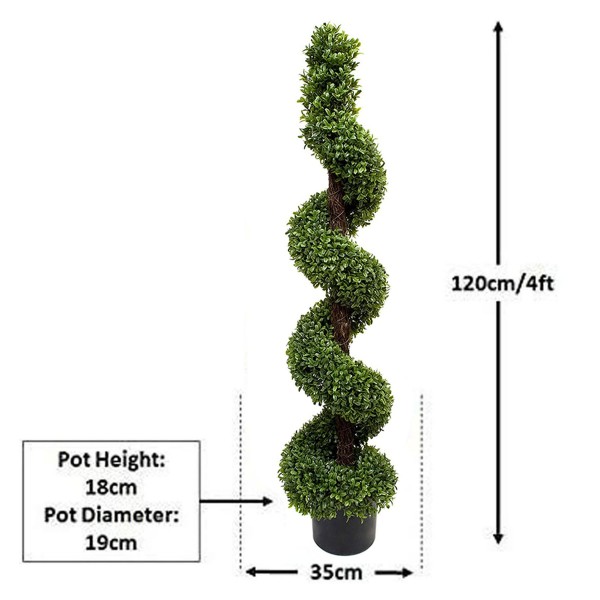  Artificial Spiral Boxwood Topiary Tree 120cm/4ft (Set of 2) - GB1025