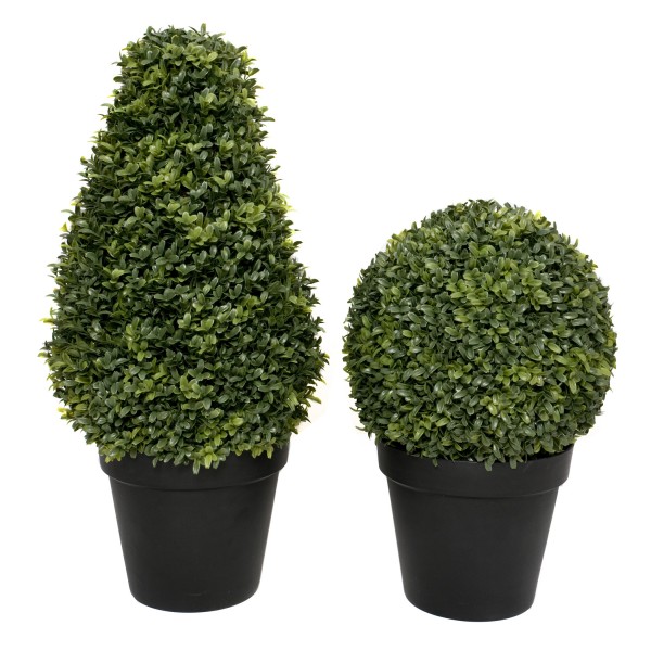 Artificial Boxwood Topiary Ball Potted Plant 50cm/20in (Set of 2) - GB1301