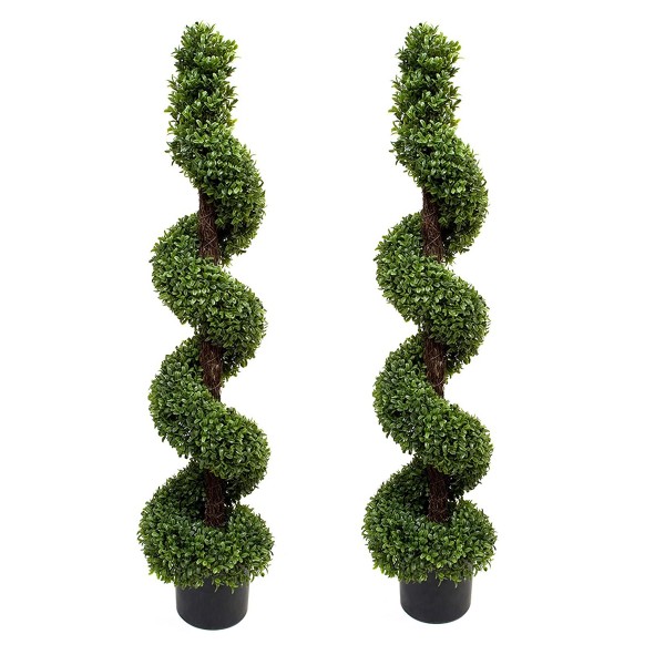  Artificial Spiral Boxwood Topiary Tree 120cm/4ft (Set of 2) - GB1025