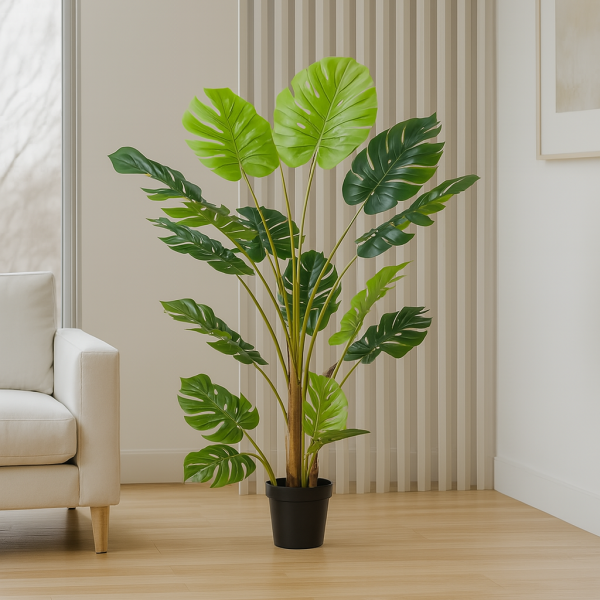 Artificial Tropical Monstera Tree in Black Pot 150cm/60in - A1291
