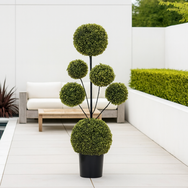 Artificial Six Sphere Boxwood Topiary Tree 4ft/120cm - A1417