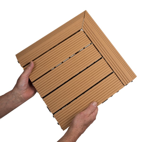 Dekco Pack of 10 Teak Composite Decking Interlocking Tiles 30cmx30cm - GB1359