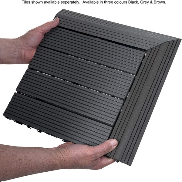Dekco 1 Piece Black Composite Interlocking Left Edging Tile 37cm x 7cm - GB1281