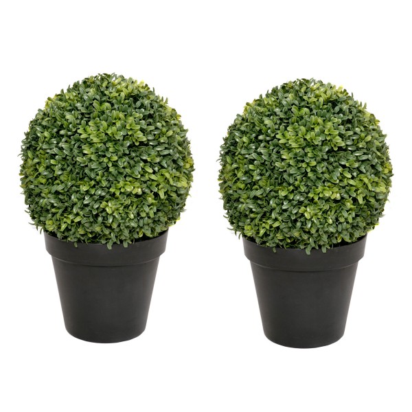 Artificial Boxwood Topiary Ball Potted Plant 50cm/20in (Set of 2) - GB1301