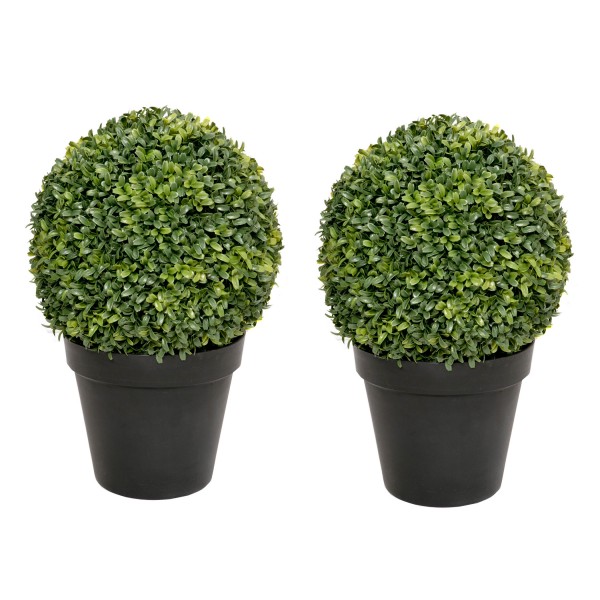 Artificial Boxwood Topiary Ball Potted Plant 50cm/20in (Set of 2) 