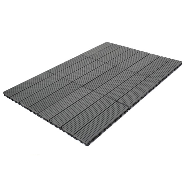 Dekco 1 Piece Grey Composite Interlocking Straight Edging Tile 30cm x 7cm - GB1285