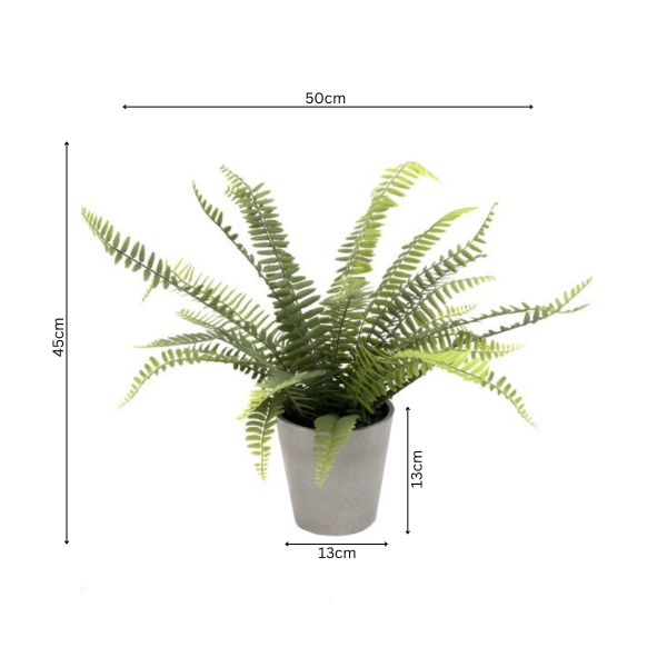 Artificial Boston Fern in Grey Melamine Pot 45cm/18in - A1290