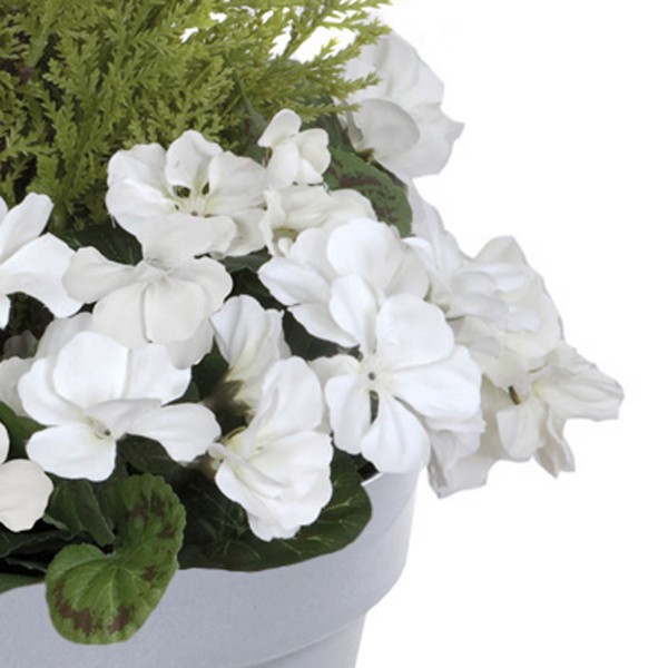 Artificial White Geranium Grey Patio Planter 60cm/24in