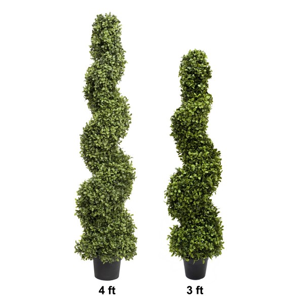 Artificial Premium Spiral Boxwood Topiary Trees 96cm/3ft (Set of 2) GB1065