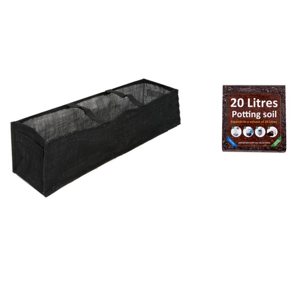 1 x Medium Multi Purpose Black Hessian Grow Bag 24in/60cm - GB1408