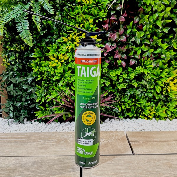 TAIGA Black PU Landscape Pond & Waterfall Foam 700ml - Applicator + Gloves Included - Multi Use - GB1323