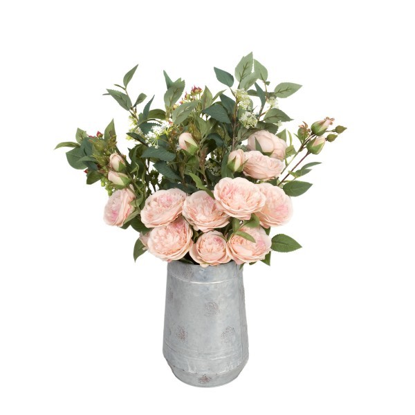 Artificial Peach Flower Bouquet with Peonies, Elderflower, Berries & Greenery - A1206