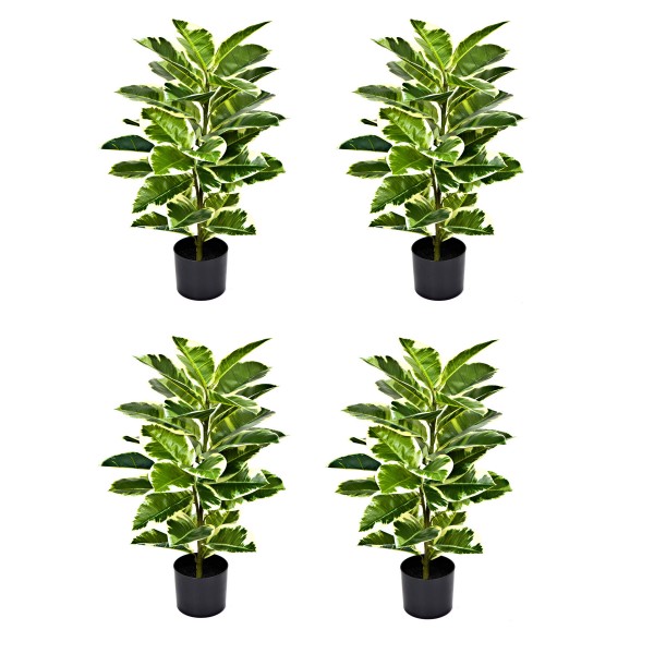 4 x Artificial Real Touch Rubber Plant in Pot 75cm/2ft