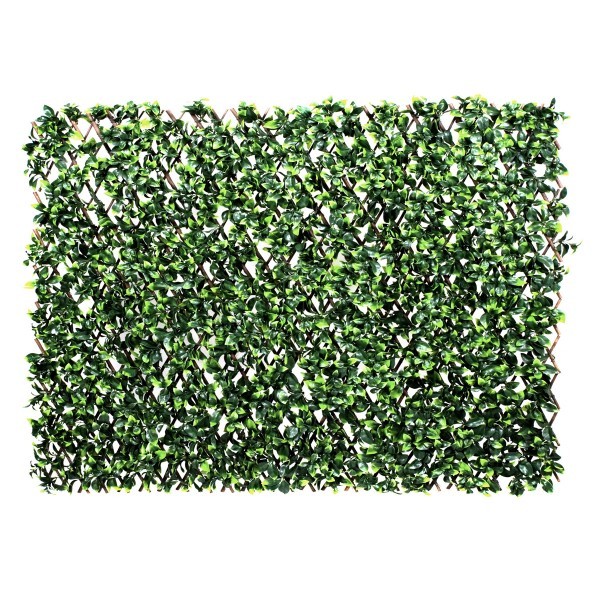  Artificial Expanding Green Wall Willow Trellis Fence with Variegated Green Leaf Foliage (1m x 2m) - A1148