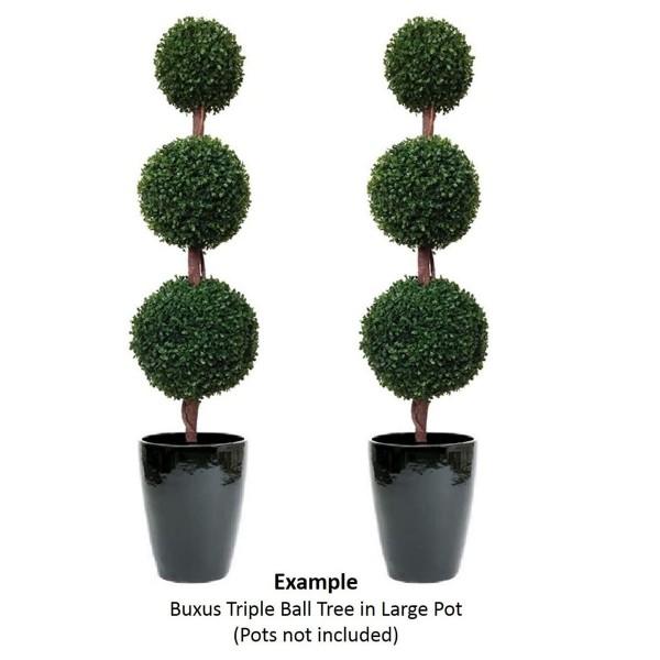 Artificial Triple Ball Boxwood Topiary Trees - 120cm/4ft (Set of 2) - GB1006
