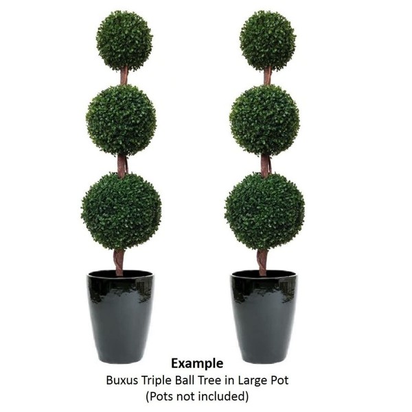 Artificial Triple Ball Boxwood Topiary Trees120cm/4ft(Set of 2)