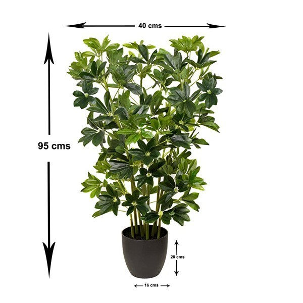 Artificial Schefflera Umbrella Plant in Black Pot 95cm/3ft - A1163