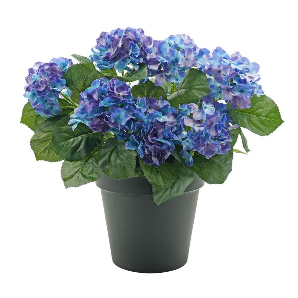 Artificial Blue Hydrangea in Black Pot 50cm/20in