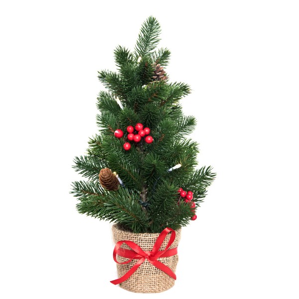 Artificial Mini Pine Christmas Tree with LED Lights in Pot 43cm/17in OUT OF STOCK