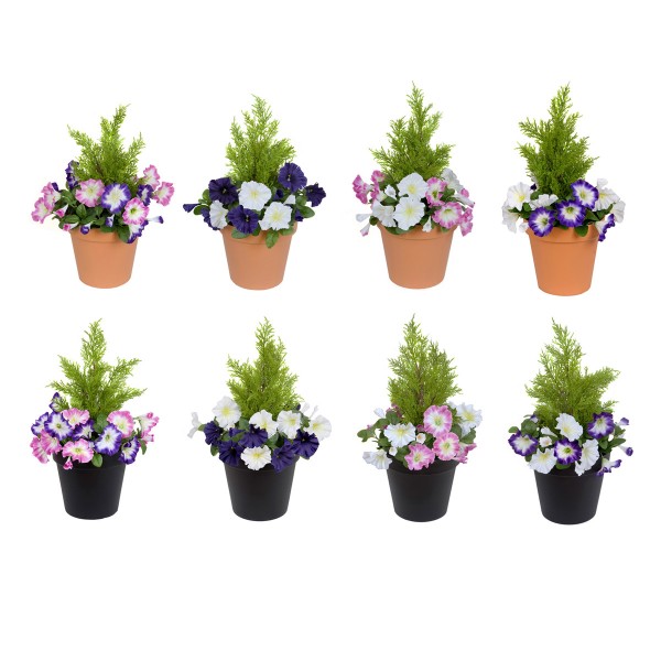 Artificial Pink & White Petunia Terracotta Patio Planter 60cm/24in - A1246