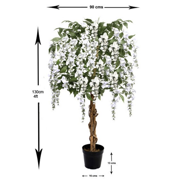Artificial White Wisteria Tree 4ft/130cm - GB1212