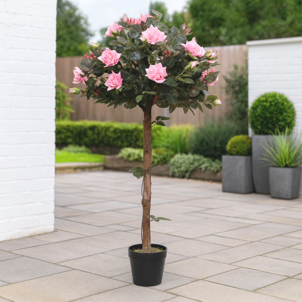 Artificial Pink Rose Tree 30 Flowers 120cm/4ft - GB1405
