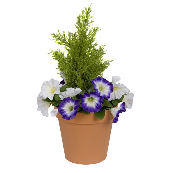 Artificial Purple & White Petunia Terracotta Patio Planter 60cm/24in