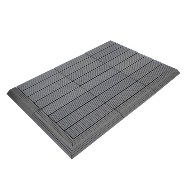 Dekco 1 Piece Grey Composite Interlocking Straight Edging Tile 30cm x 7cm - GB1285
