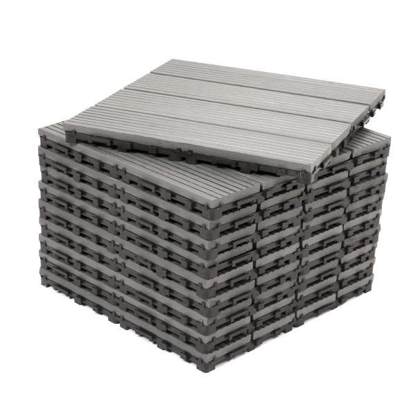 Dekco Pack of 10 Grey Composite Decking Interlocking Tiles 30cm x 30cm - GB1276