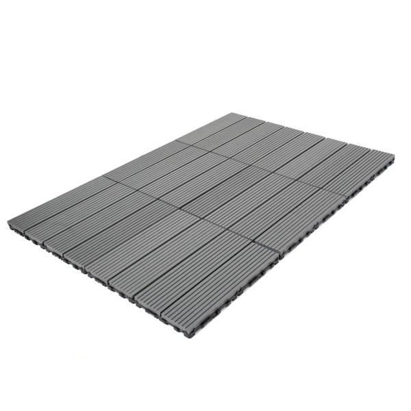 Dekco Pack of 10 Grey Composite Decking Interlocking Tiles 30cm x 30cm - GB1276
