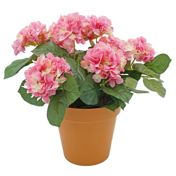 Artificial Pink Hydrangea in Terracotta Pot 50cm/20in