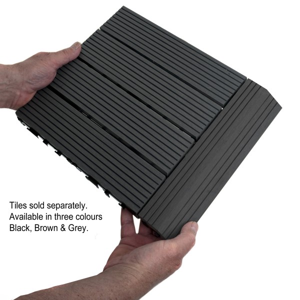 Dekco 1 Piece Black Composite Interlocking Straight Edging Tile 30cm x 7cm - GB1287