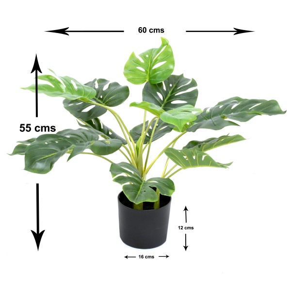 Artificial Tropical Monstera Tree in Black Pot 55cm/22in - GB1292