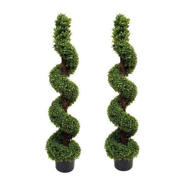 38 inch Triple Topiaries Boxwood Greenery Plant 【 2 Pack 】 Outdoor Lifelike with Black Pot momoplant Artificial Topiary Ball Tree 