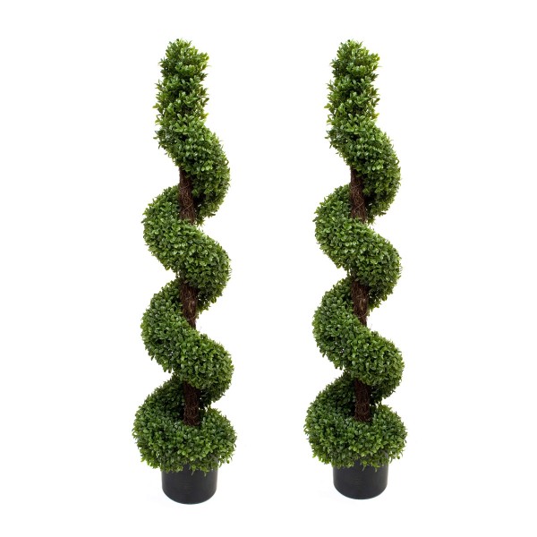 Artificial Spiral Boxwood Topiary Tree 120cm/4ft (Set of 2)