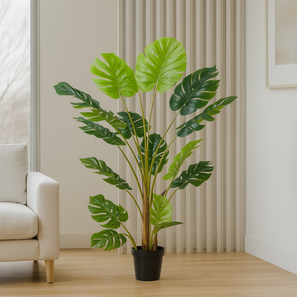 Artificial Tropical Monstera Tree in Black Pot 150cm/60in - A1291
